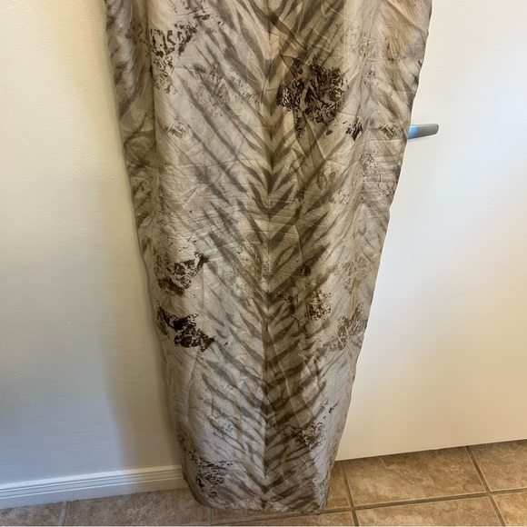 Eileen Fisher 100% Silk Slip Maxi Dress Beige Brown Shibori Print Size Large - Picture 4 of 11